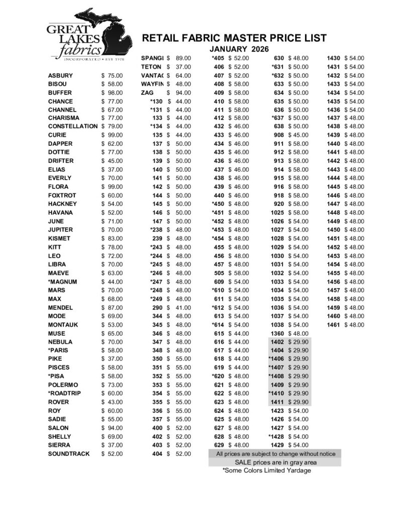Price Sheets